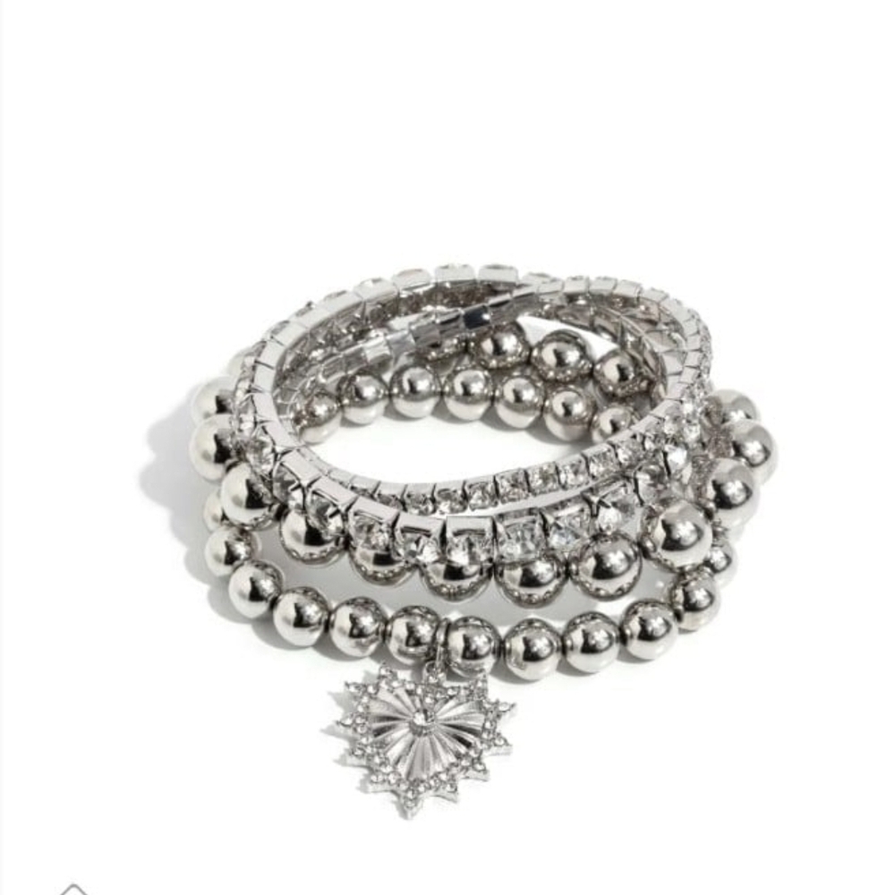 Paparazzi Silver Multi-Strand Bracelet with Starburst Charm